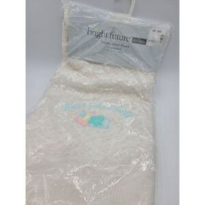 Vintage Bright Future White Woven Bless This Child Bear Moon Baby Blanket